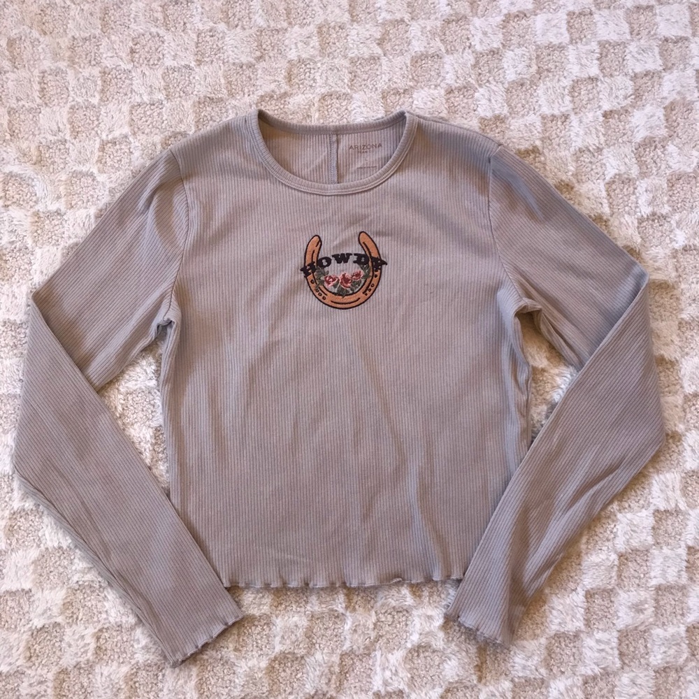 Arizona Jean Company Howdy Themed Long Sleeve Crop Top